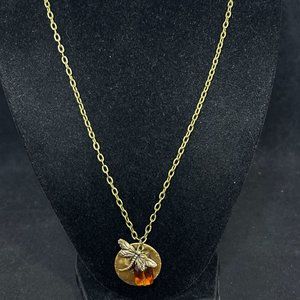 Bronze Tone Cable Chain Necklace With Dragon Fly Pendant (4300)